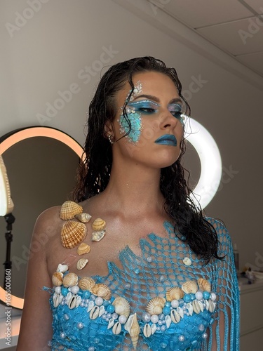  model,makeup,mermaid,shells,beauty