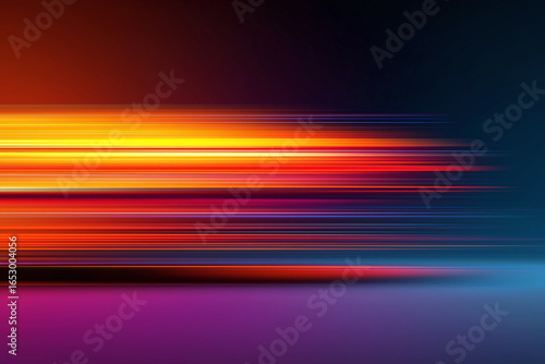 Abstract speed motion lines with gradient background in vibrant orange, red, purple, and blue colors creating dynamic energy and futuristic feel