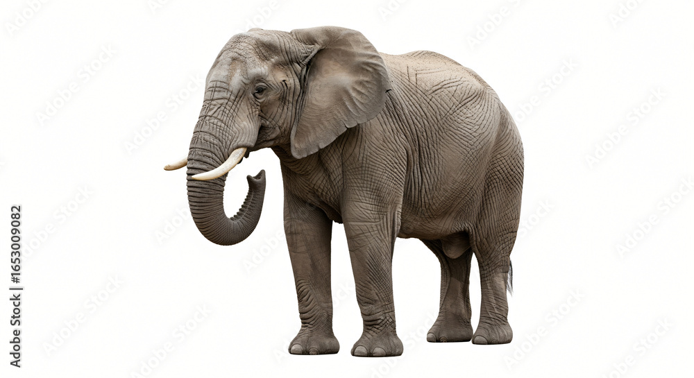Obraz premium Majestic African Elephant - Isolated on White