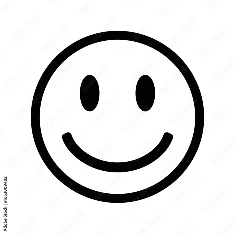 Fototapeta premium Simple smiley face icon isolated on white background