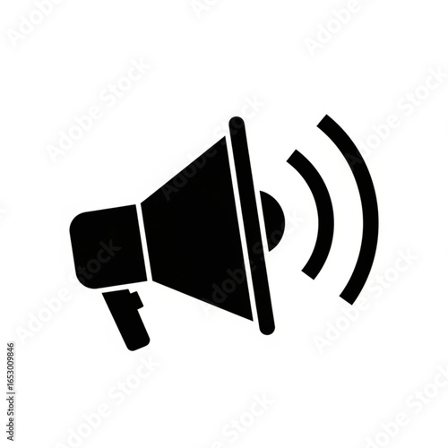 Black megaphone icon isolated on white background