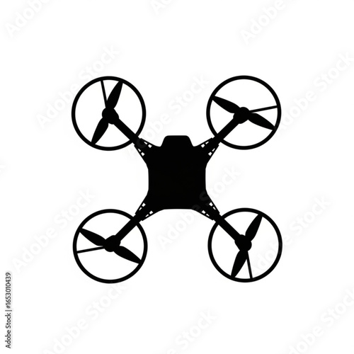 Silhouette of a drone isolated on white background