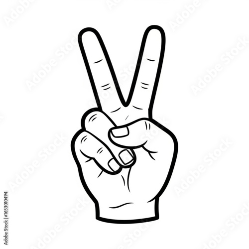 Peace sign gesture with two fingers raised, isolated on white background