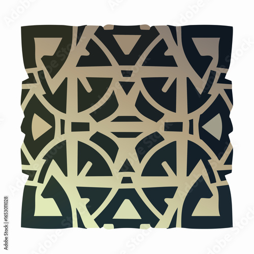 Intricate retro triangular pyramid lattice pattern in periwinkle blue dusty rose and olive drab channels geometric mid-century complexity for dynamic surface design