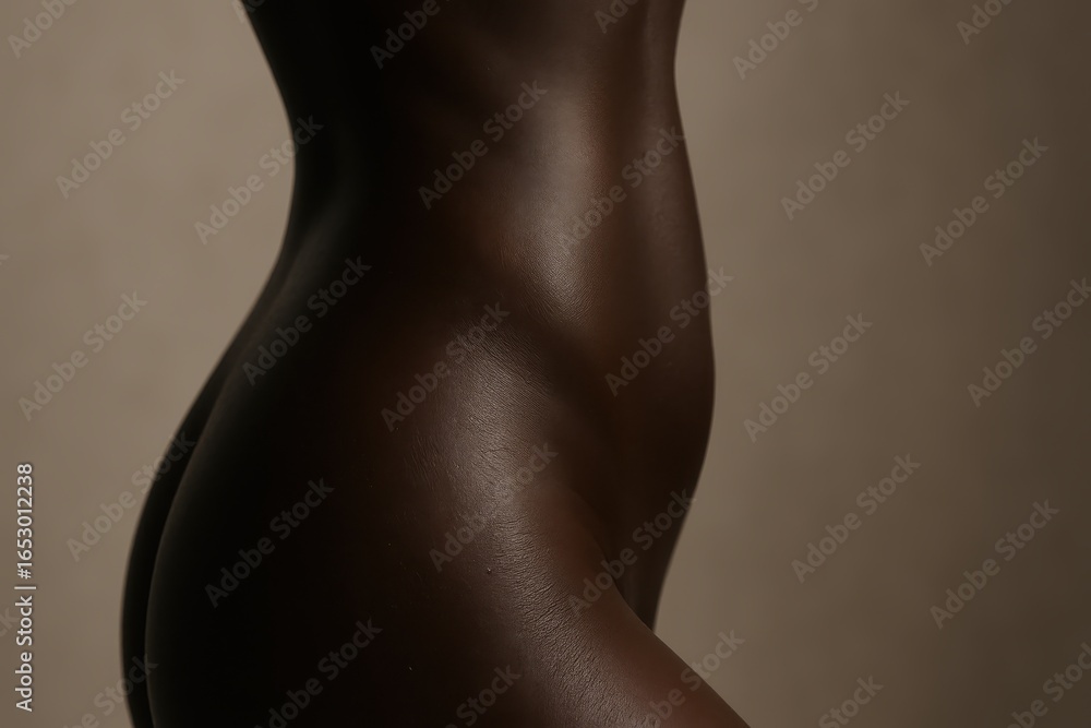 Naklejka premium Elegant Silhouette of a Curvy Female Torso in Soft Lighting