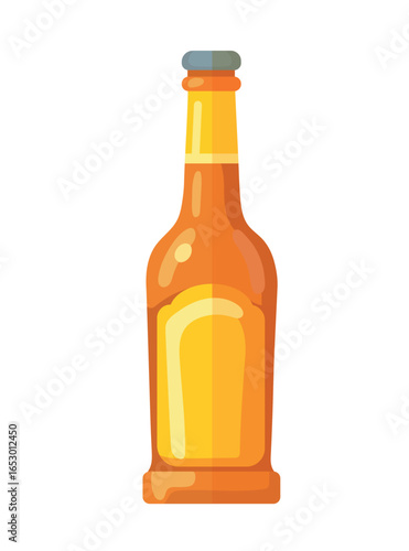 Bottle of beer, Oktoberfest. Flat vector clipart, illustration with isolated background.