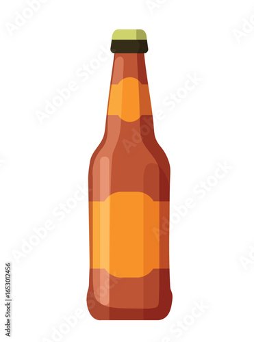Bottle of beer, Oktoberfest. Flat vector clipart, illustration with isolated background.