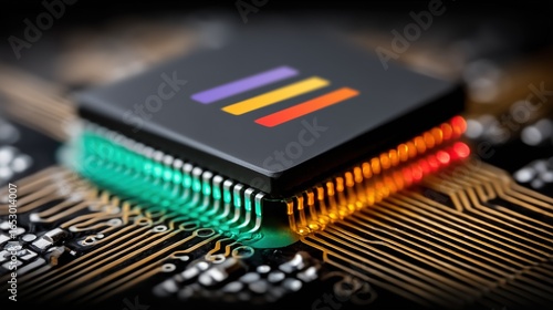 Colorful-Pin Microchip: Advanced Semiconductor Tech Close-Up