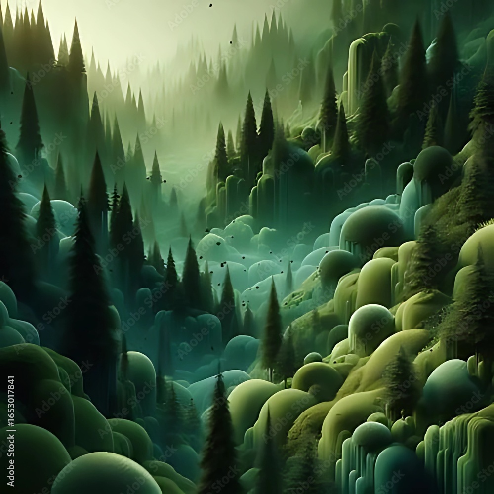 Fototapeta premium Forest Green Moss Liquid Gradient Minimal Style