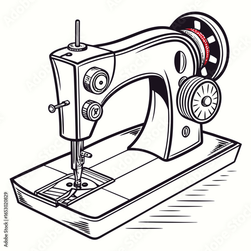 Modern sewing machine isolated on white background, a versatile tool for tailoring and crafting, showcasing contemporary design and needlework