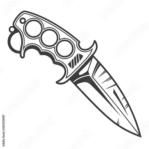 Vintage brass knuckle knife isolated on white background, a formidable weapon with a rich history and a touch of retro charm