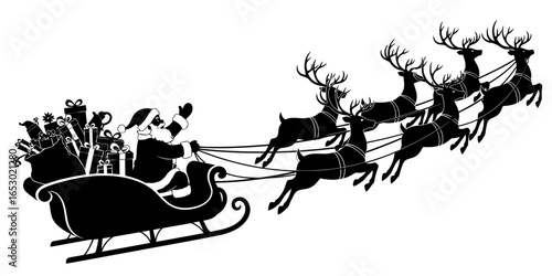 Santa Claus flying in his sleigh vector ilustration