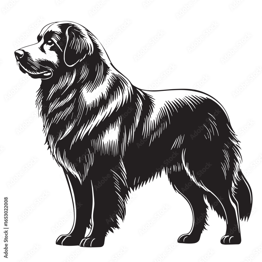 Fototapeta premium black greatpyrenees Silhouette Vector, High Quality Illustration on White Background