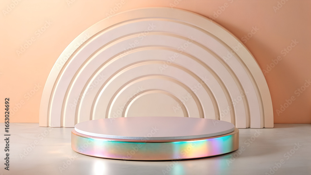Fototapeta premium iridescent podium for funky product display