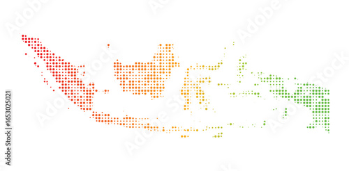 Indonesia Map Dotted Green Gradient