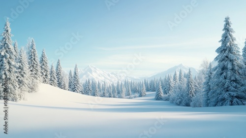 Wallpaper Mural Serene Winter Landscape with Snow-Covered Pines and Clear Sky Torontodigital.ca
