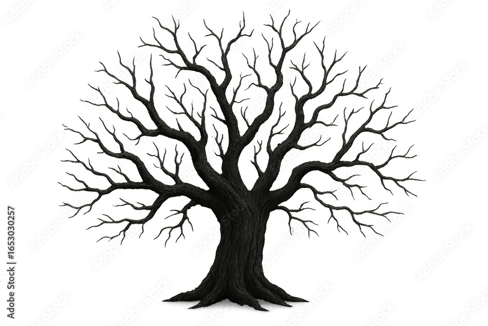 Obraz premium Big leafless tree with transparent background standing tall and imposing