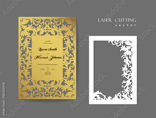 Wedding Ornamental Invite - Laser Cut File - Cutting - Vector 