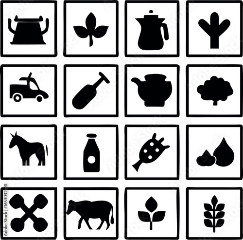 farm animals icons set