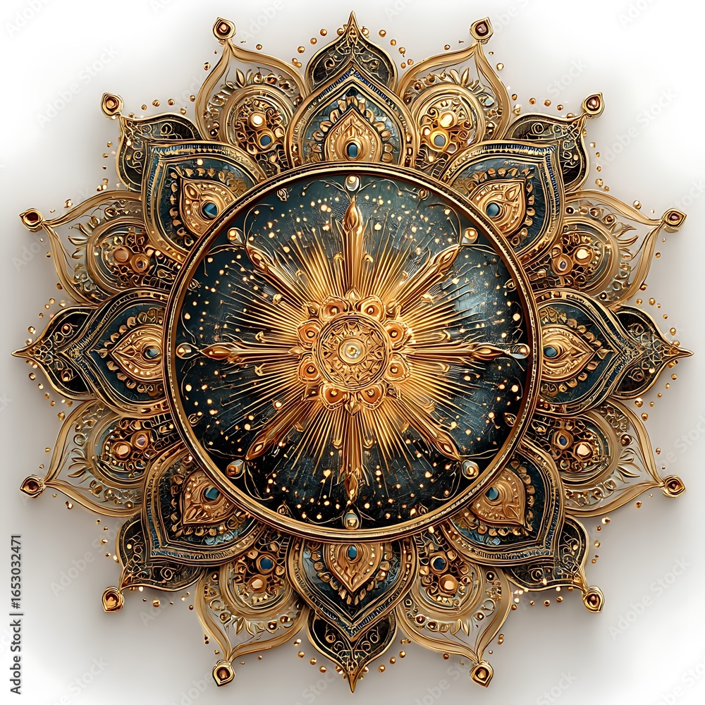 Obraz premium Decorative golden mandala with intricate floral details high resolution picture