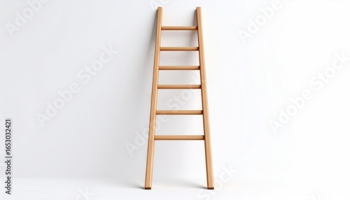 Wooden Ladder against White Wall Simple Clean and Minimalist Home Decor Image