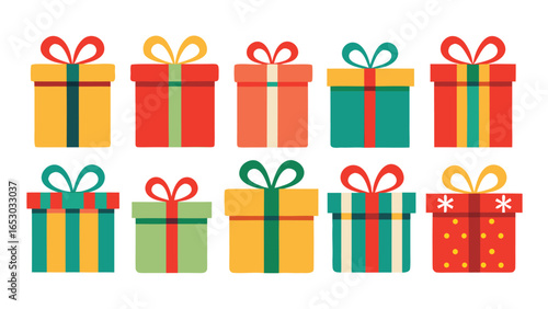 Colorful Gift Boxes with Ribbons and Bows for Celebrations and Holidays