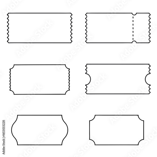 Golden coupon outline icon set. clipart image isolated on white background, set of vector frames