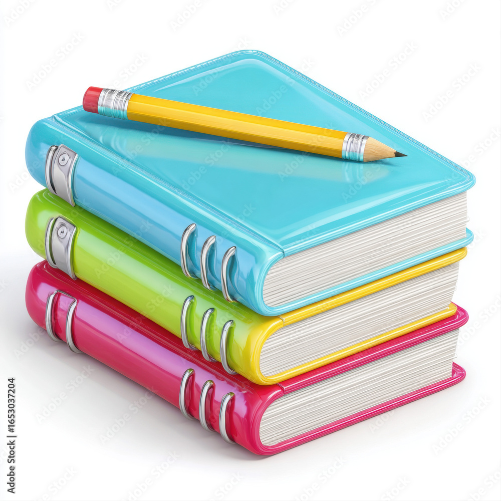 Fototapeta premium Notebook and pencil icon on a clean white background, ideal for educational or creative projects.