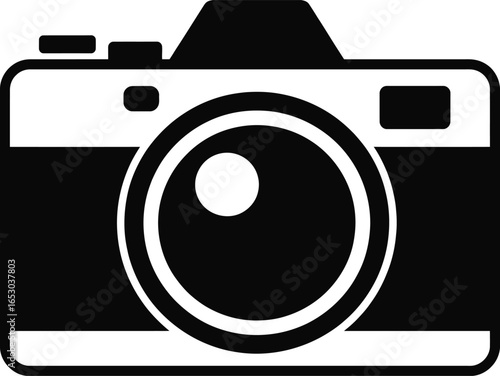 Camera Icon Symbol in Black Color over Transparent Background, Equipment