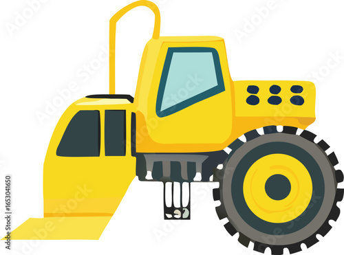 yellow bulldozer isolated on white
