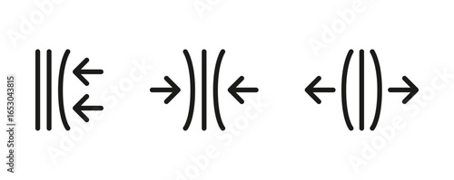 Elastics and compression arrow icon vector set.