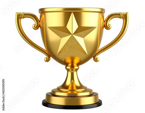 Golden Star Trophy Cup Isolated on Transparent Background PNG