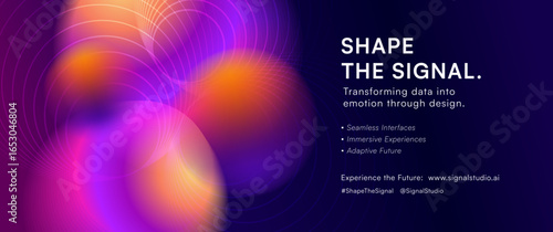 Futuristic Gradient Wave Banner with Abstract Circles
