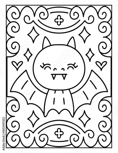 Halloween Spooky Coloring Page for Kids and Adults | Creepy and Fun Halloween Illustration