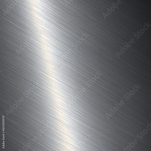 Diagonal brushed metal texture; light reflects, creating a bright streak