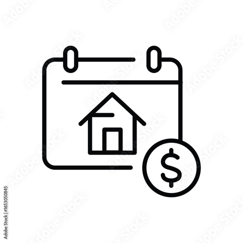 calendar home money icon line style vector