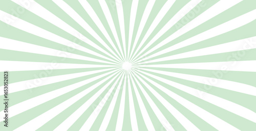  Simple  background with green stripes. Sunburst radial vector.