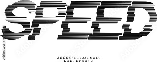 Speed Font - Modern Racing Futuristic Alphabet with Motion Lines