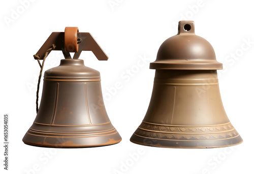 Two Bronze Bells Antique Church and Decorative Elements