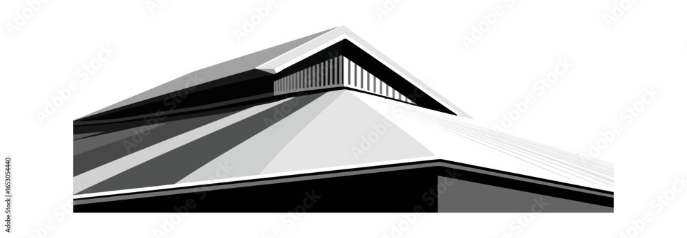 Architectural gray scale building roof