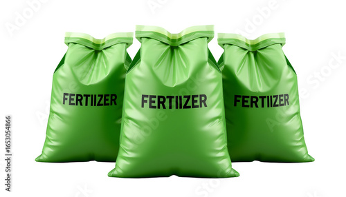 Green Fertilizer Bags in a Row