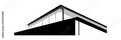 Gray scale architectural building design illustration