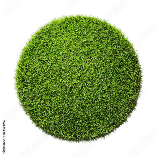 Circular patch of lush green grass isolated on a transparent background, symbolizing nature and growth, perfect for eco-friendly themes or springtime concepts