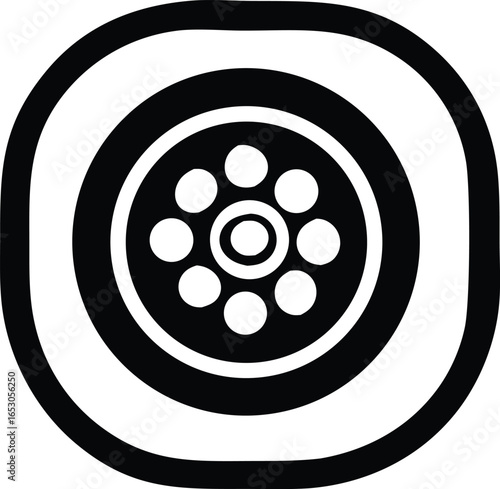 black and white circle icon