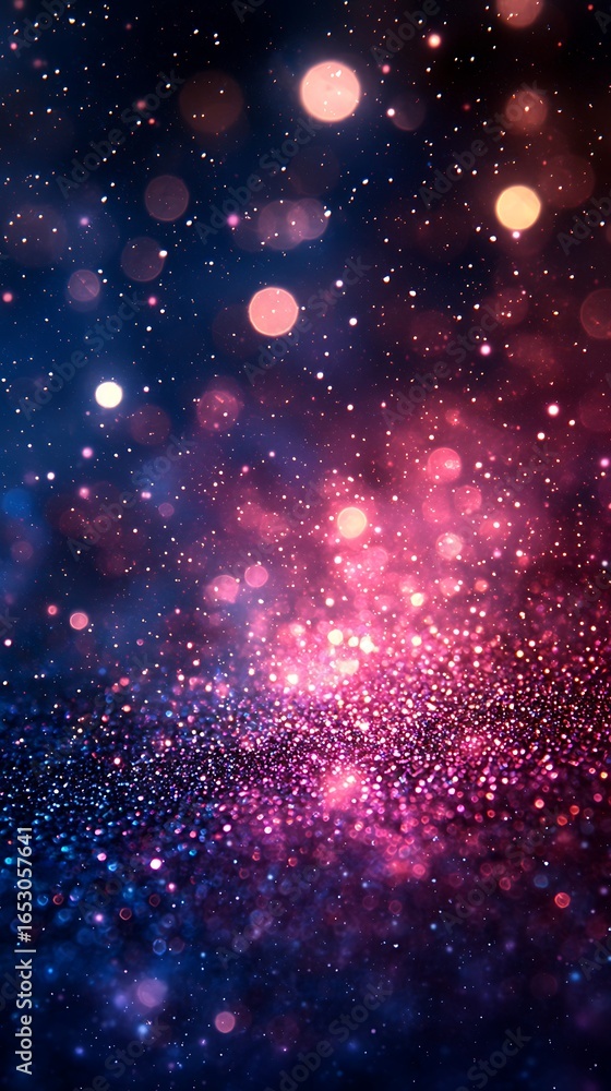 Fototapeta premium Vibrant bokeh lights create a dazzling night sky effect.