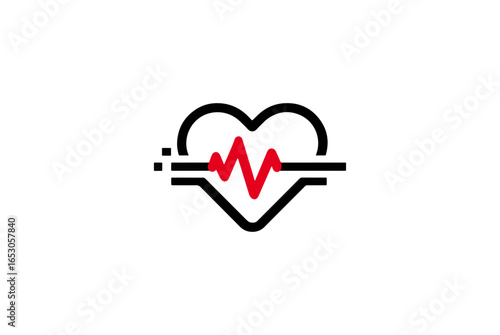 Red waveform graphic on black background