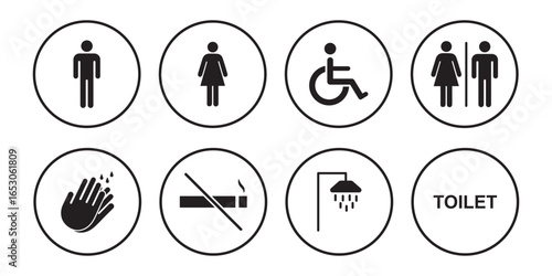 restroom icon. Toilet icon set . Toilet vector icon. WC sign. Female or male restroom. eps 10