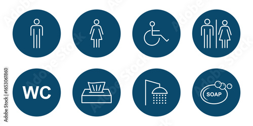 restroom icon. Toilet icon set . Toilet vector icon. WC sign. Female or male restroom. eps 10