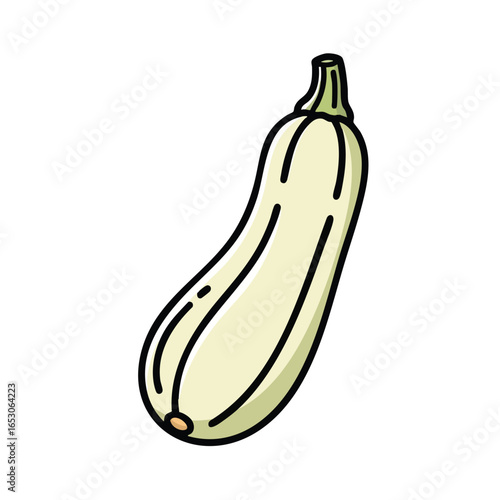 A simple cartoon illustration of a fresh light green zucchini or summer squash isolated on a white background.