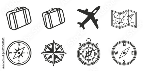 Travel icons isolated on white background